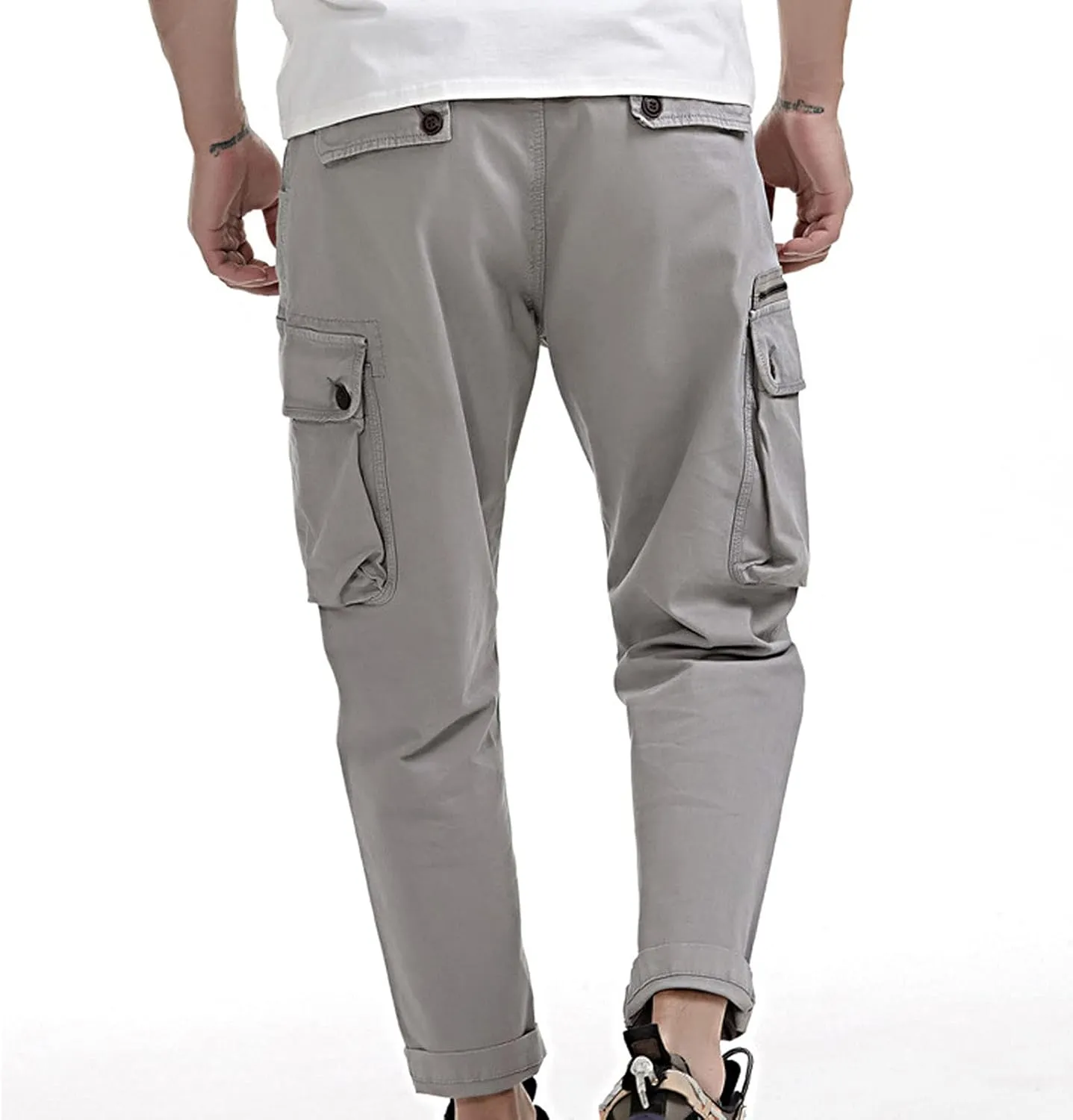 Men's Causal Cargo Pants Solid Color Multi Pockets Trousers Hiking Joggers Outdoorwearing Pants with Pockets