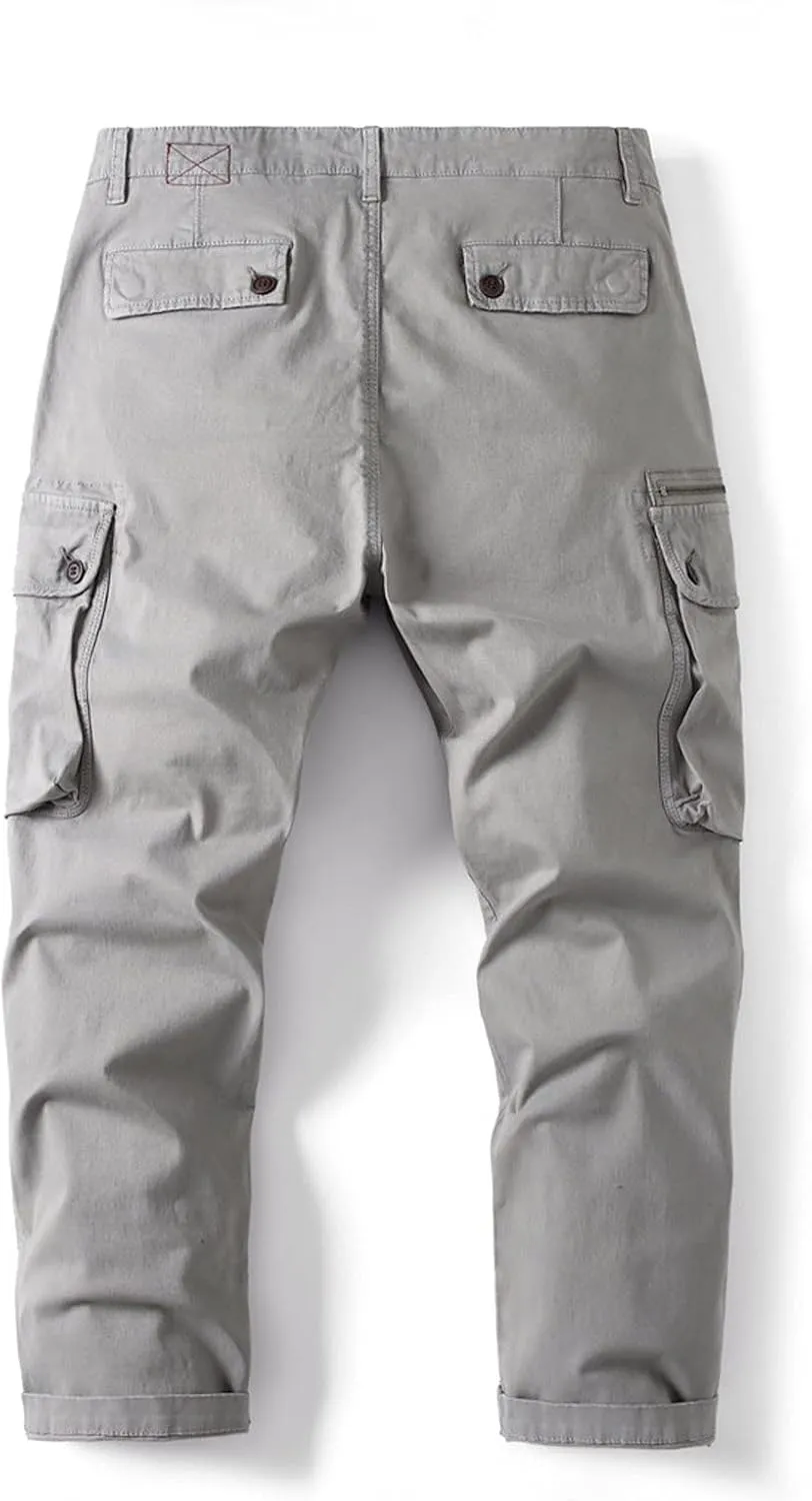 Men's Causal Cargo Pants Solid Color Multi Pockets Trousers Hiking Joggers Outdoorwearing Pants with Pockets