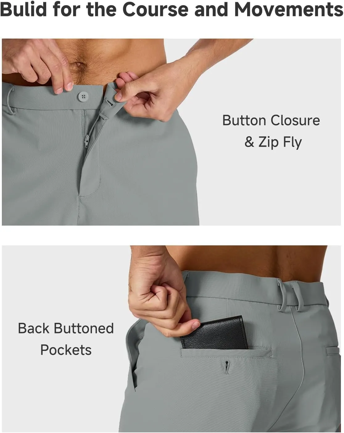 Men's Classic Fit 7/11 Inch Golf Shorts Lightweight Long Stretch Hiking Short with 4 Pockets for Casual Work