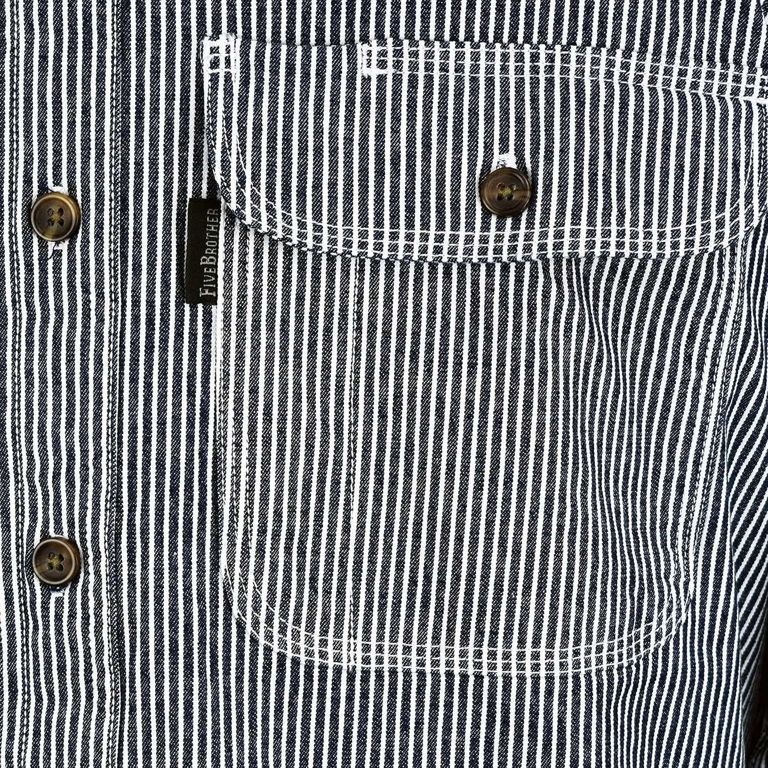 Men's Flex-Denim Long Sleeve Hickory Stripe Logger Shirt | Button Front