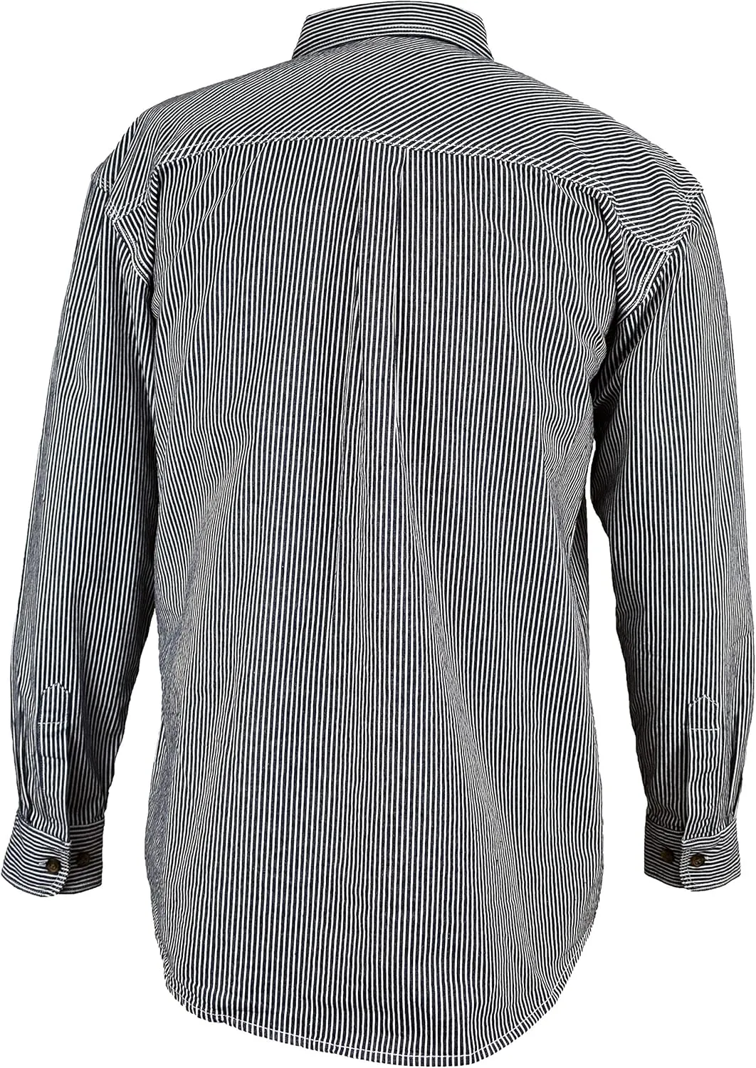 Men's Flex-Denim Long Sleeve Hickory Stripe Logger Shirt | Button Front