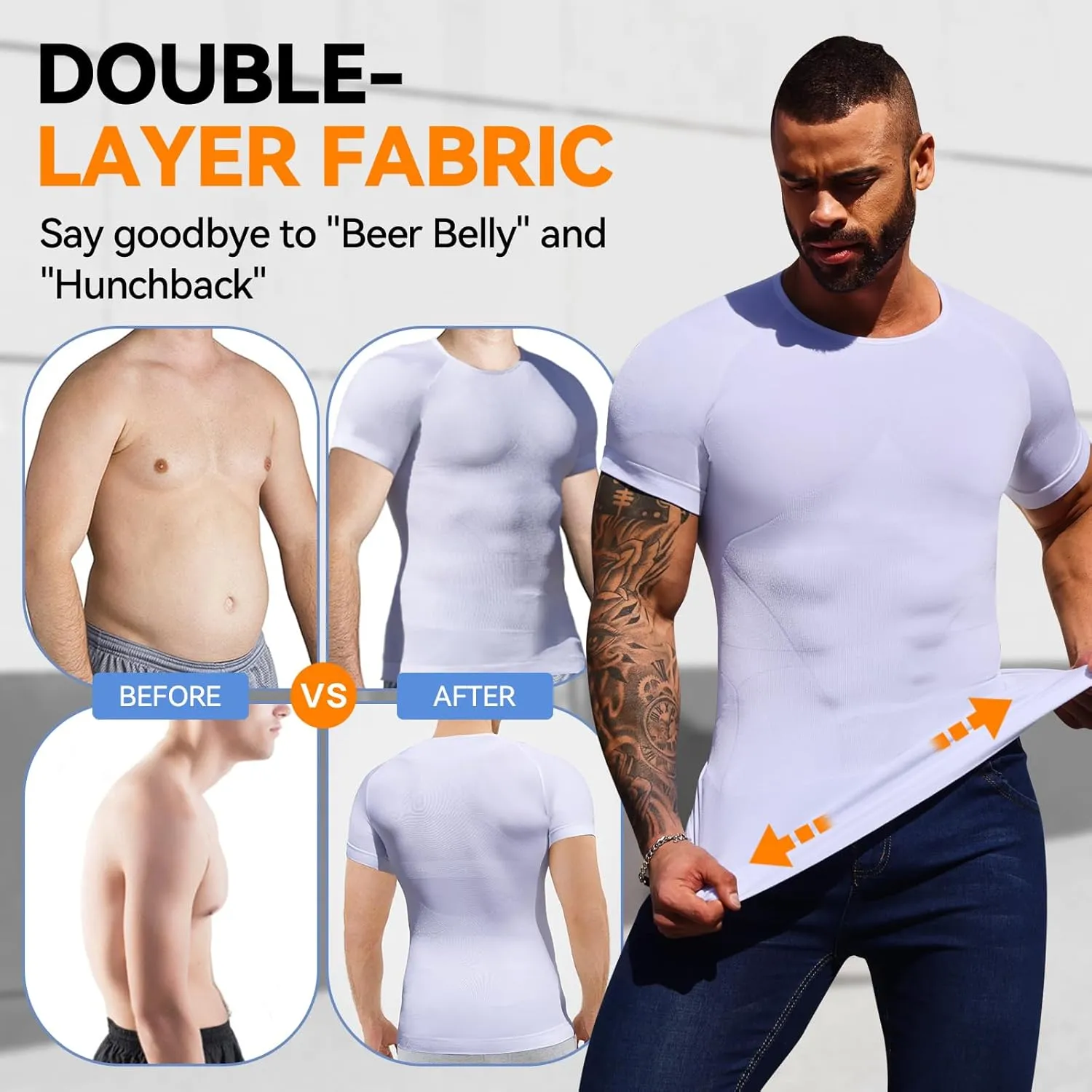 Mens Shapewear Body Shaper Slimming Mens Compression Shirt Tummy Control Undershirt Gynecomastia Abs Abdomen Tops