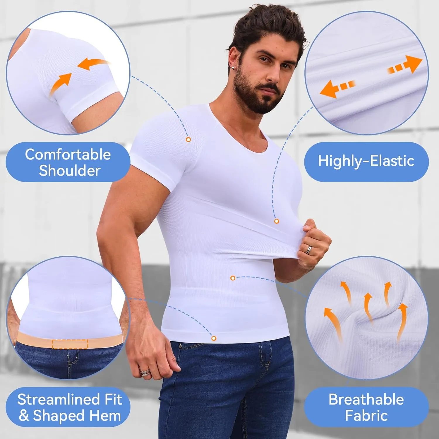 Mens Shapewear Body Shaper Slimming Mens Compression Shirt Tummy Control Undershirt Gynecomastia Abs Abdomen Tops