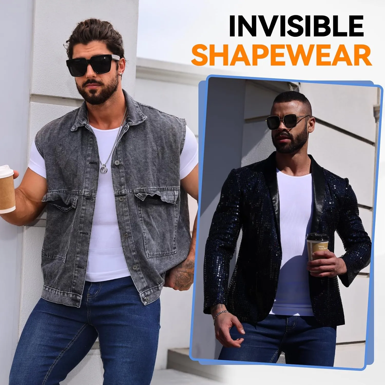 Mens Shapewear Body Shaper Slimming Mens Compression Shirt Tummy Control Undershirt Gynecomastia Abs Abdomen Tops