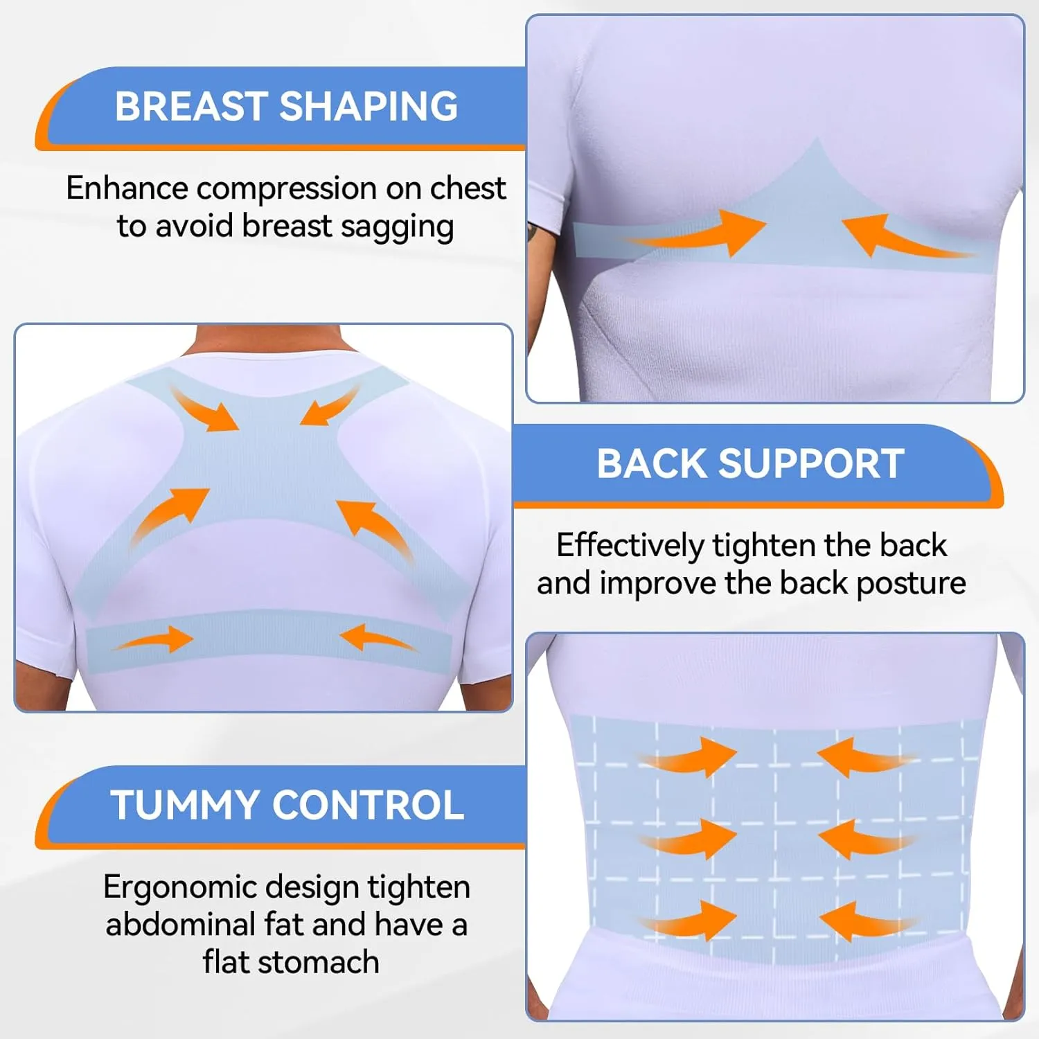 Mens Shapewear Body Shaper Slimming Mens Compression Shirt Tummy Control Undershirt Gynecomastia Abs Abdomen Tops