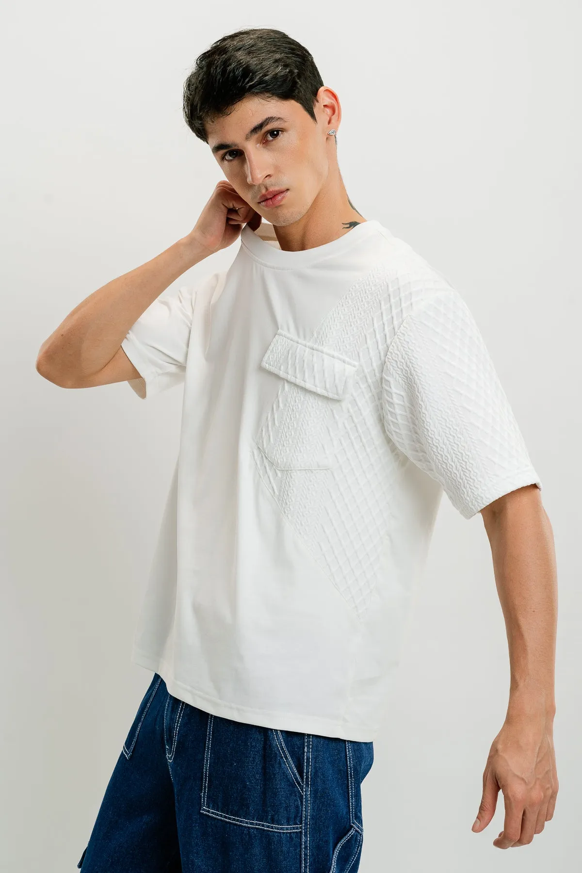 Men's White Waffle Knit Tee