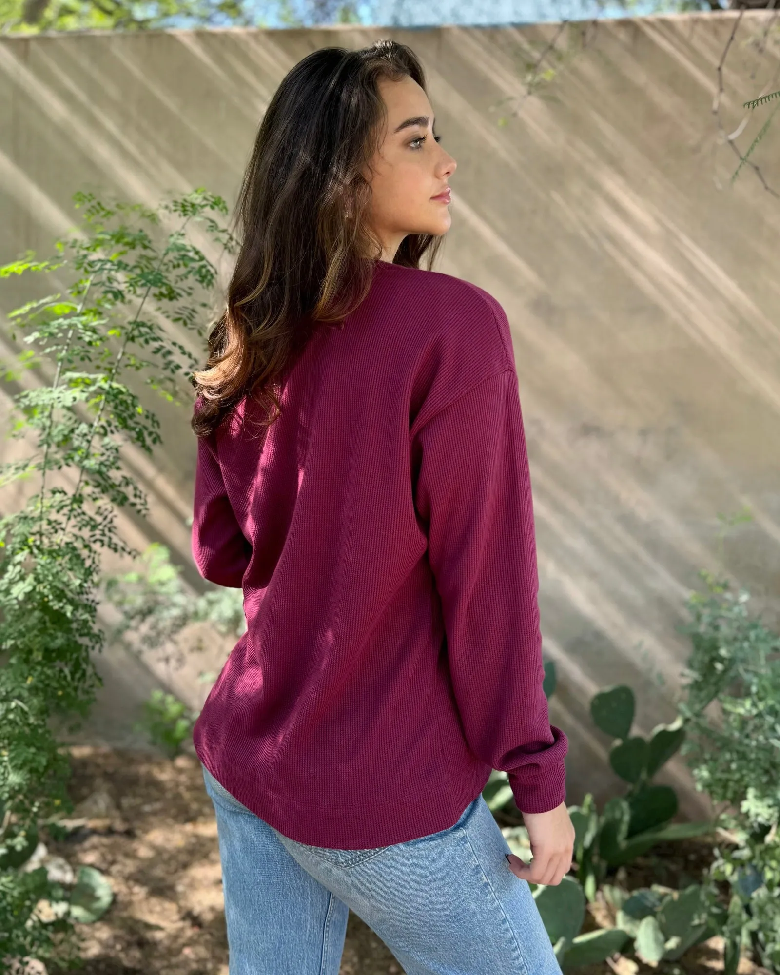 MESA waffle knit cardigan in Raspberry
