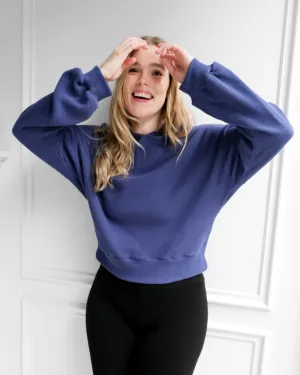 MILO waffle knit hoodie in Gentle Blue
