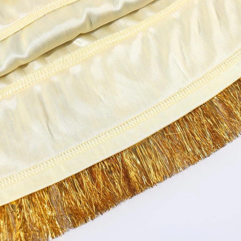 Noomelfish Girls Tinsel Fringe Skirt Sparkly Tassel Metallic Party Skirt(5-12 Years)