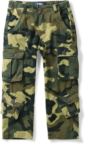 OCHENTA Boys Cargo Pants with 8 Pockets Casual Hiking Slacks Combat Trousers for Kid