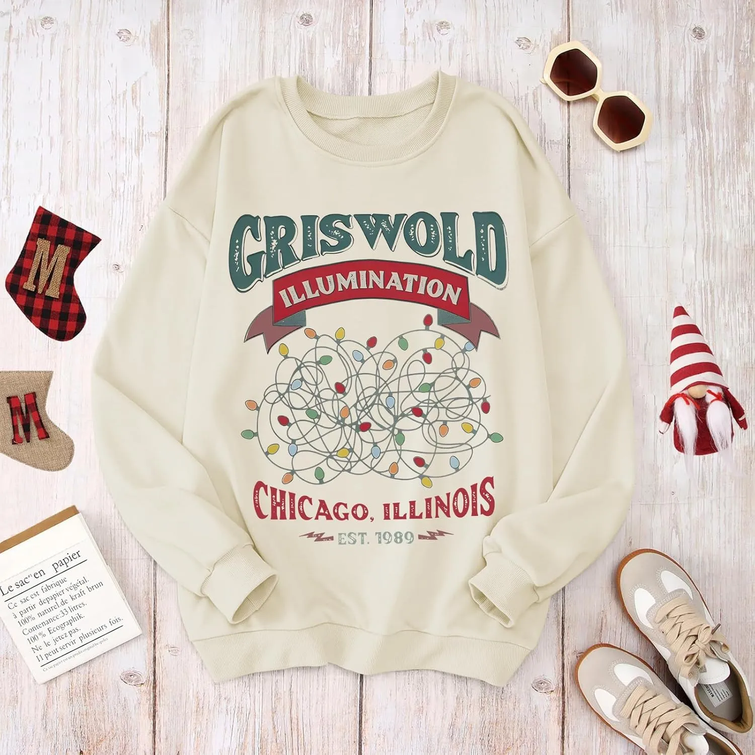 Oversized Christmas Graphic Sweatshirts for Women Funny Christmas Vacation Sweatshirt Xmas Crewneck Pullover Tops