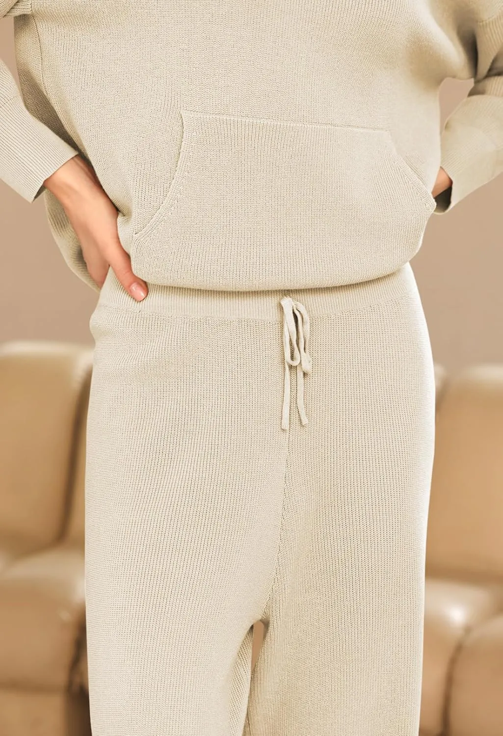 Pink Queen Sweater Set for Women Pullover Hoodie Matching Wide Leg Pants Loose Knitted Sweatsuit with Pocket