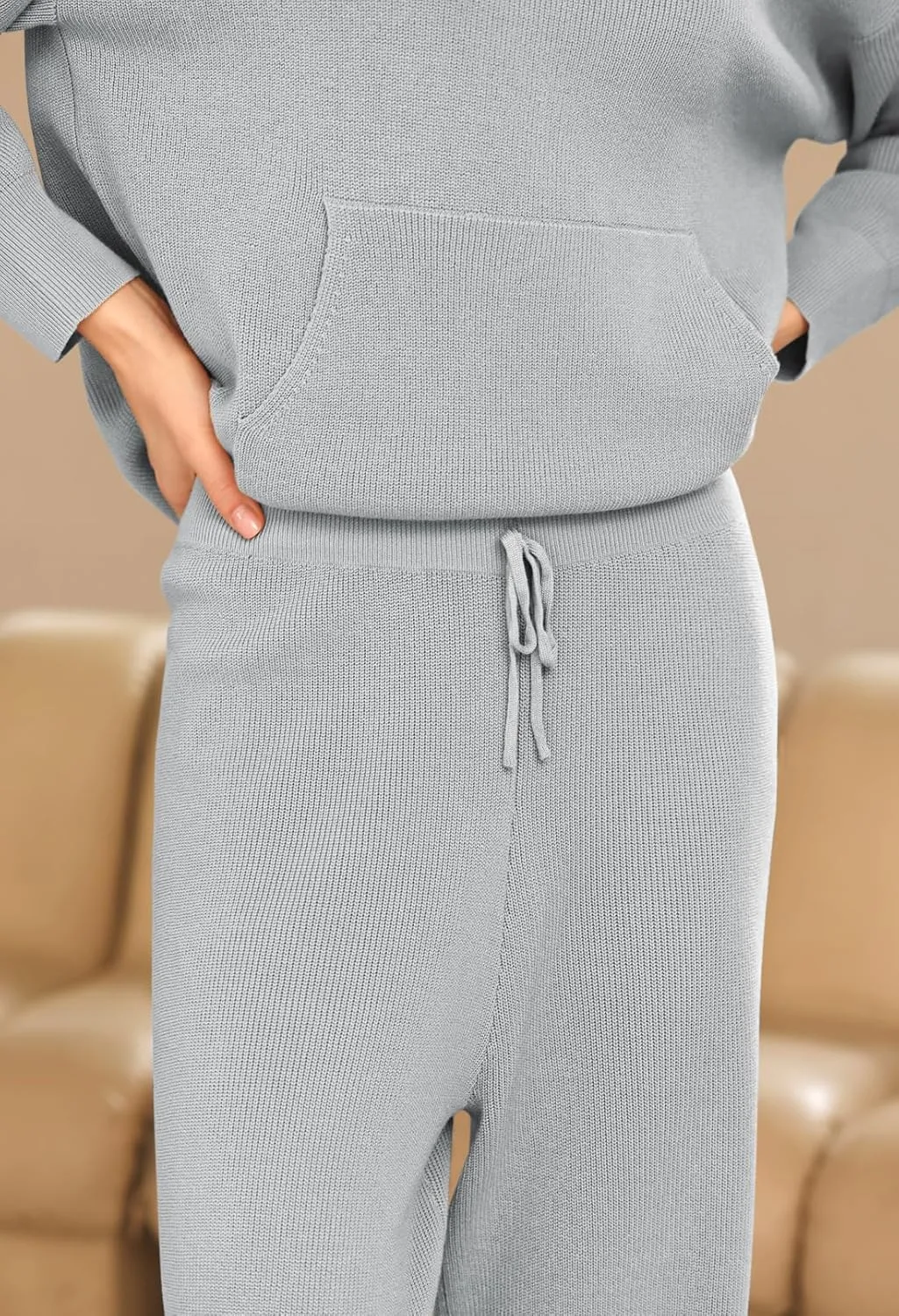 Pink Queen Sweater Set for Women Pullover Hoodie Matching Wide Leg Pants Loose Knitted Sweatsuit with Pocket