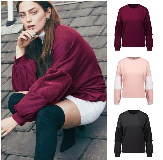 Plush Cotton Long-Sleeved Loose  Sweater Oversized Baggy Tops