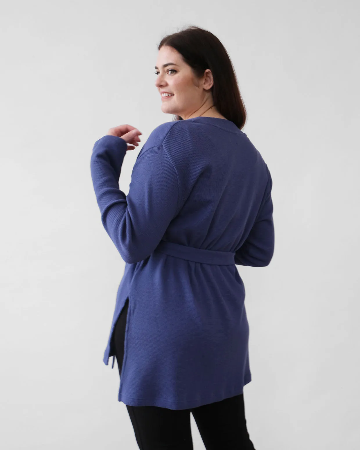 RORY waffle knit cardigan in Gentle Blue