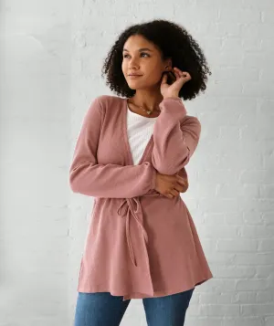 ROSIE waffle knit cardigan in Desert Pink