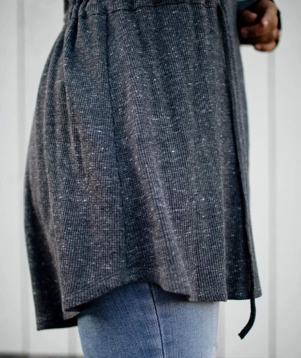 SARAH waffle knit cardigan in Dark Grey