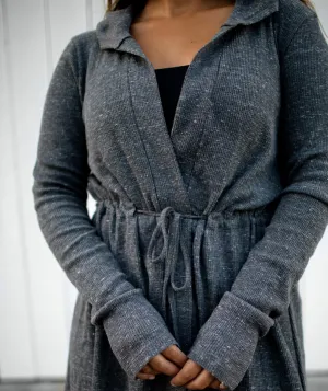 SARAH waffle knit cardigan in Dark Grey