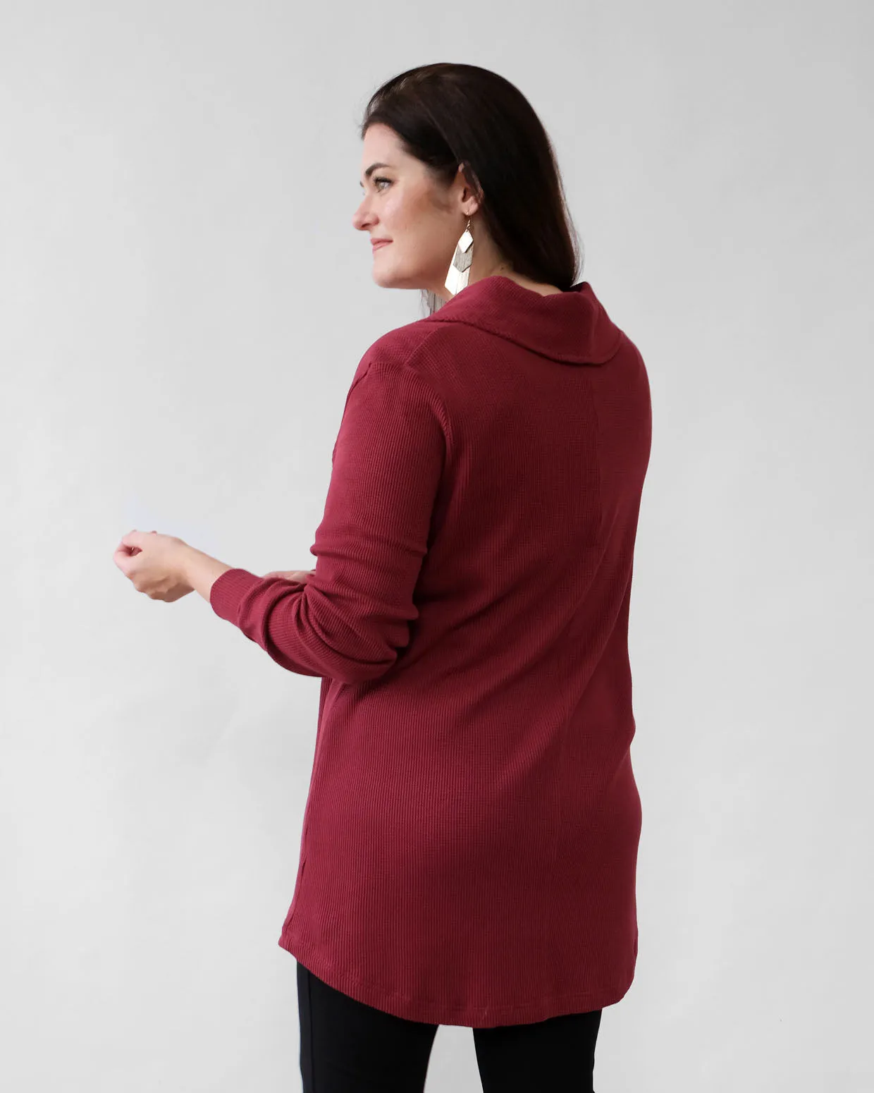 SHANI waffle knit tunic in Cranberry