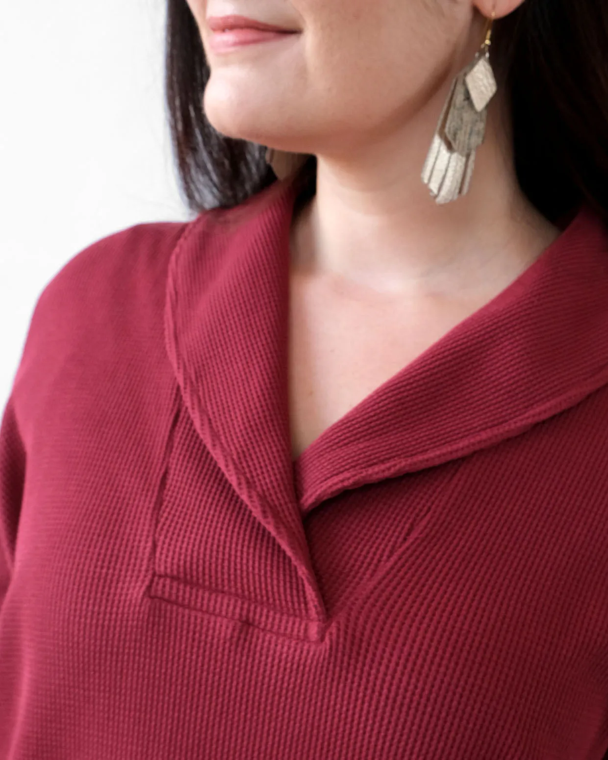 SHANI waffle knit tunic in Cranberry