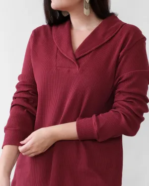 SHANI waffle knit tunic in Cranberry