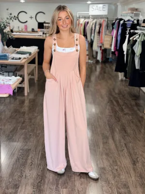 Shoot Your Shot Waffle Knit Jumpsuit - Blush