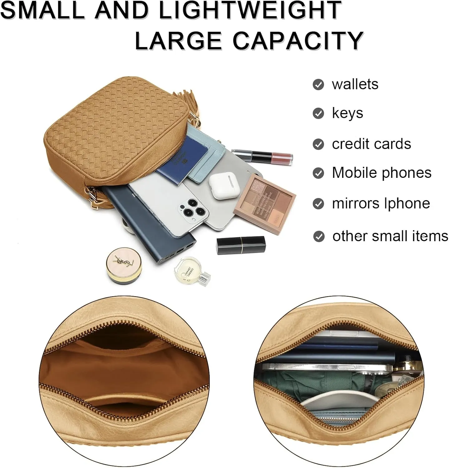 Small Crossbody Purses for Women Trendy Woven Cross Body and Boho Purse,Soft Leather Handbags