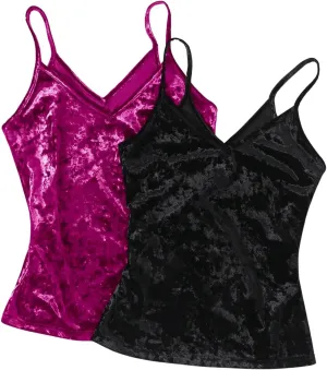 SOLY HUX Women's 2 Piece Velvet Cami Top V Neck Spaghetti Strap Solid Tops