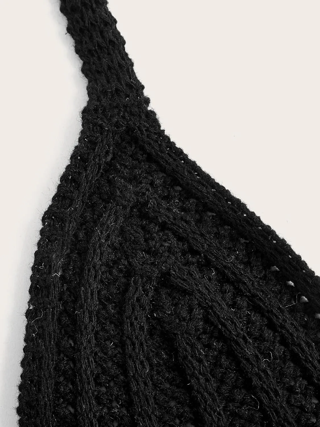SOLY HUX Womens Crochet Halter Crop Tops Summer Sexy Knitted V Neck Sleeveless Camisole Y2K Top