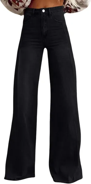 Straight Wide Leg Jeans for Women Plus Size Stretch High Waist Denim Pants Baggy Trendy Classic Vintage Jean Trousers