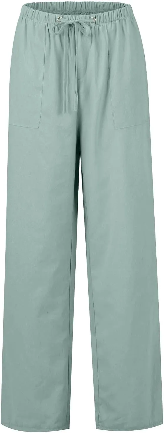 Striped Linen Pants for Women Women's Spring and Summer Cotton and Linen Trousers Loose Plus Size Wide Leg Pants