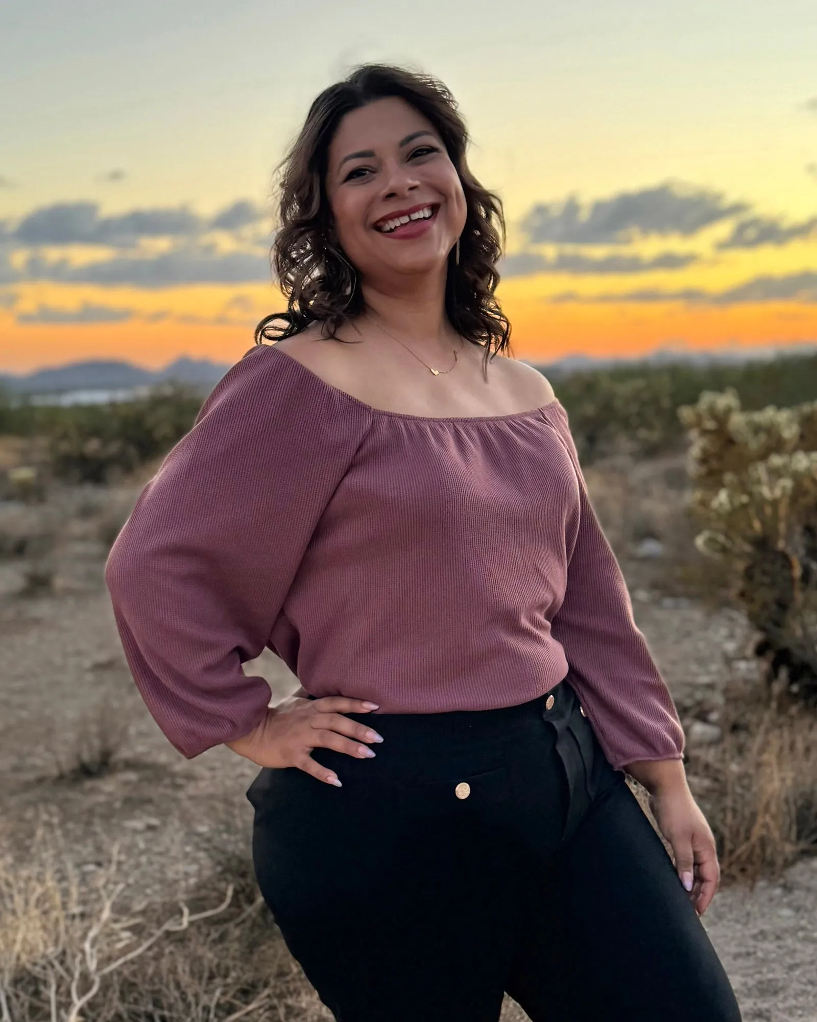 SUNRISE waffle knit top in Muted Fig