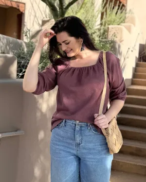 SUNRISE waffle knit top in Muted Fig