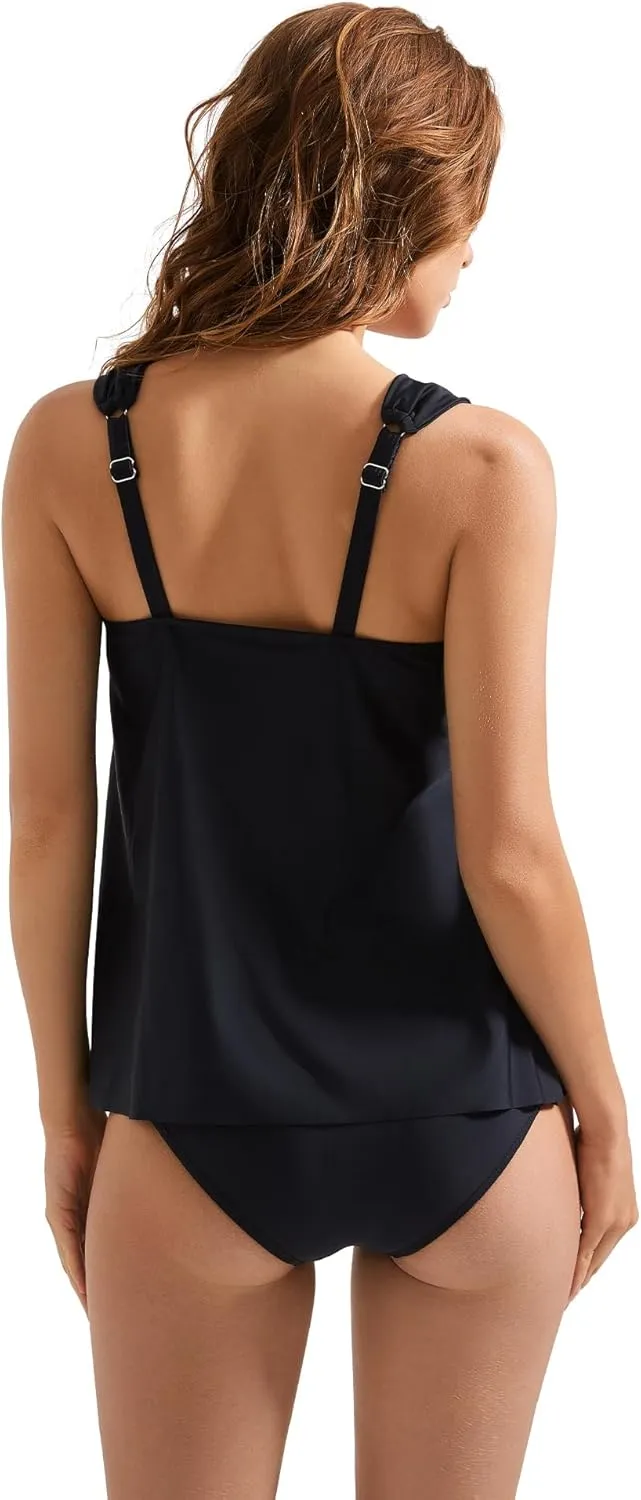 SUUKSESS Women Ruffle High Waisted Tankini Swimsuit Tummy Control Bathing Suit