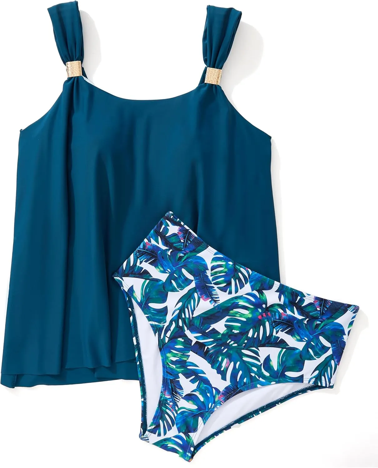 SUUKSESS Women Ruffle High Waisted Tankini Swimsuit Tummy Control Bathing Suit