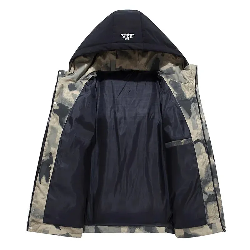 Thick Men New Warm Parka Jackets Winter Casual Men's Outwear Coats Solid Hooded Puffer Jacket Male Windbreak Padded Down Jacket
