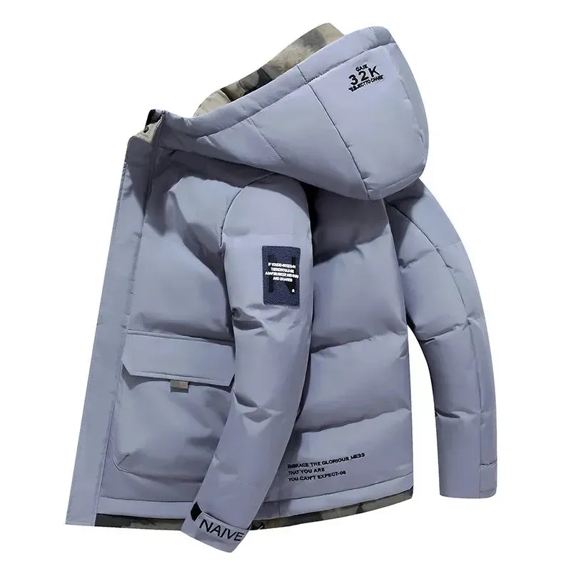 Thick Men New Warm Parka Jackets Winter Casual Men's Outwear Coats Solid Hooded Puffer Jacket Male Windbreak Padded Down Jacket