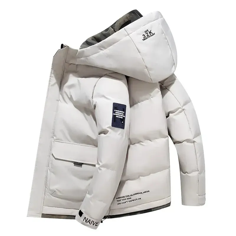 Thick Men New Warm Parka Jackets Winter Casual Men's Outwear Coats Solid Hooded Puffer Jacket Male Windbreak Padded Down Jacket