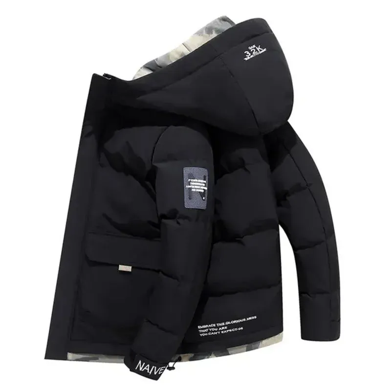 Thick Men New Warm Parka Jackets Winter Casual Men's Outwear Coats Solid Hooded Puffer Jacket Male Windbreak Padded Down Jacket