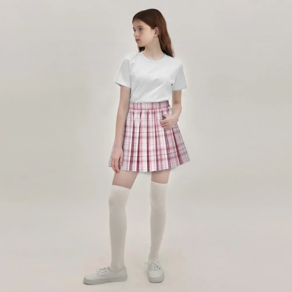 Toddler Little & Big Girl's High Waist School Uniform Elastic Waist Pleated Skirt with Shorts, US 2 Years - 14 Years