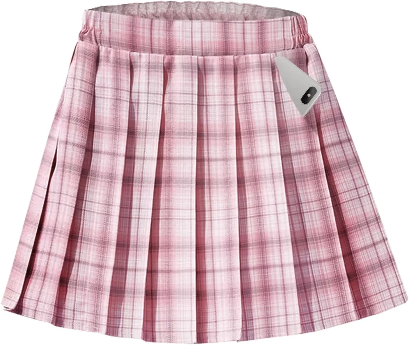 Toddler Little & Big Girl's High Waist School Uniform Elastic Waist Pleated Skirt with Shorts, US 2 Years - 14 Years