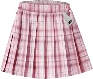 Toddler Little & Big Girl's High Waist School Uniform Elastic Waist Pleated Skirt with Shorts, US 2 Years - 14 Years