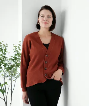TORA waffle knit cardigan in Henna