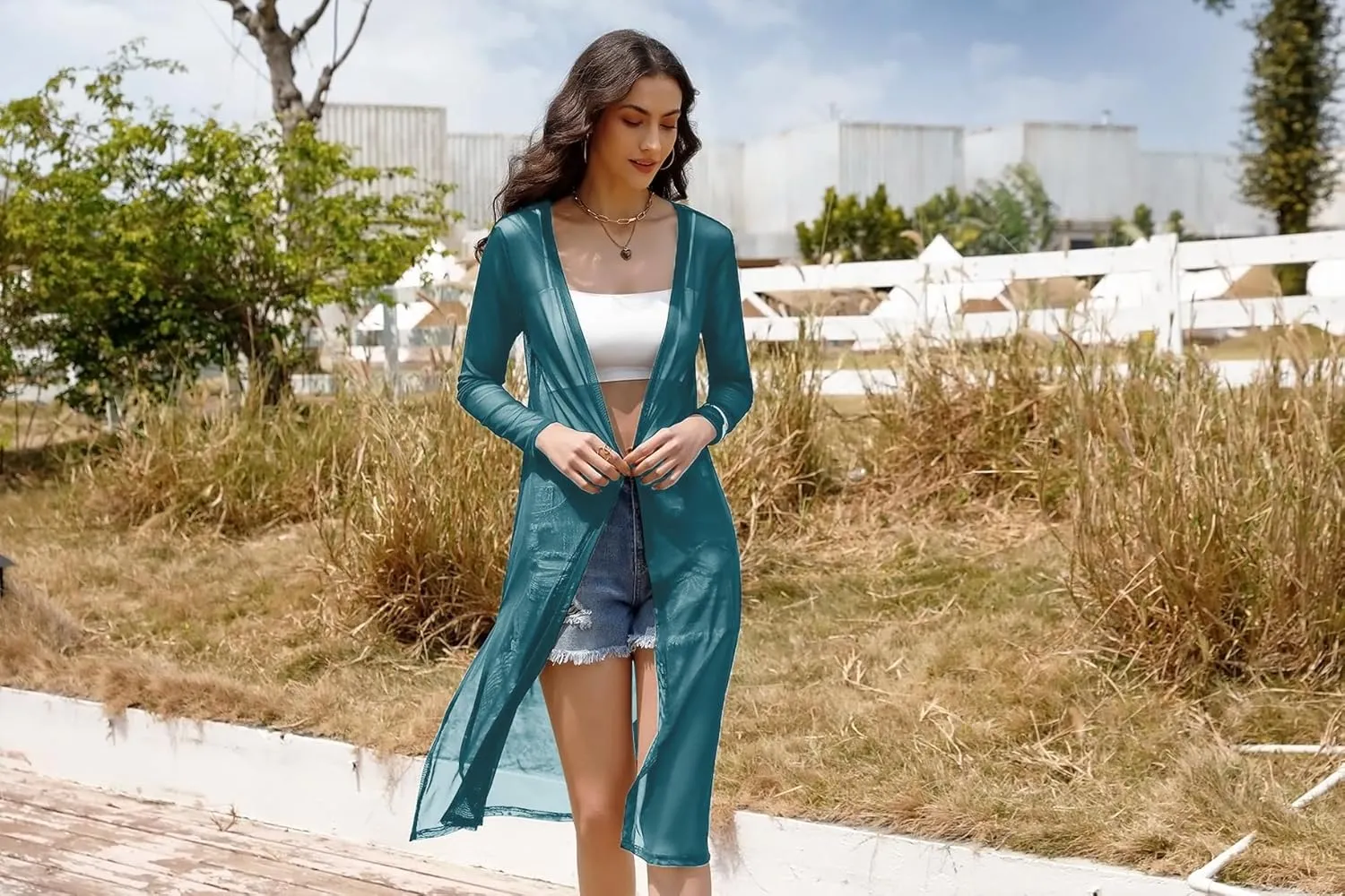 Totatuit Long Summer Cardigan for Women Lightweight Open Front Tops Solid Duster Swimwear Beach Cover Up