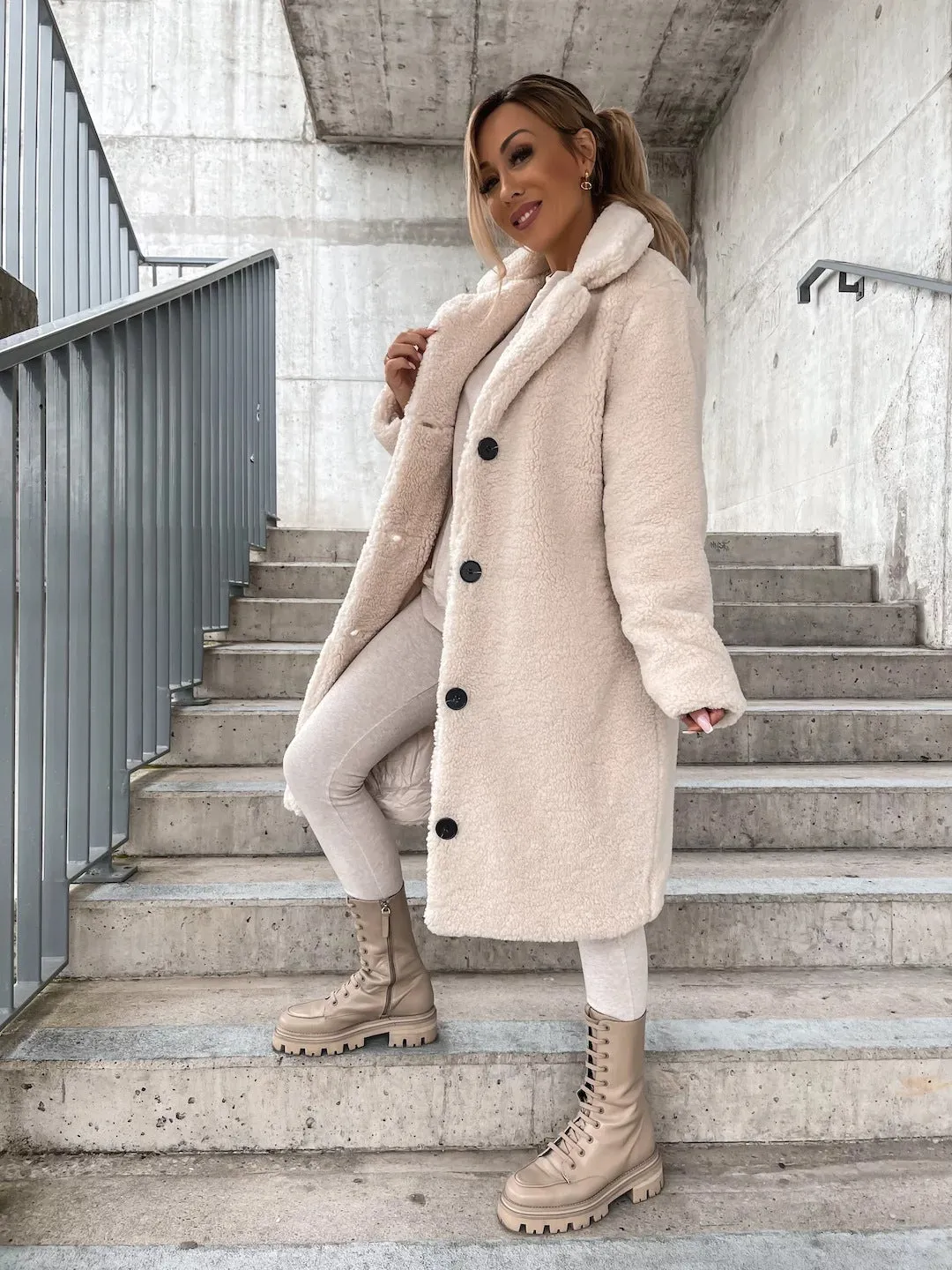 Turndown Collar Warm Oversize Outerwear Jacket Coat