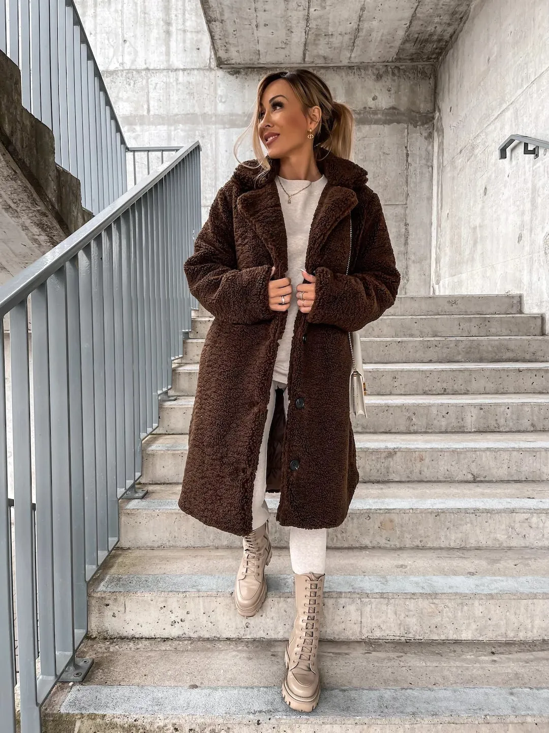 Turndown Collar Warm Oversize Outerwear Jacket Coat