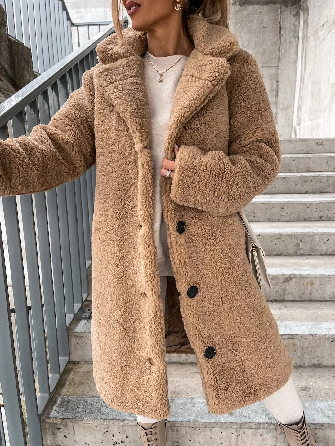 Turndown Collar Warm Oversize Outerwear Jacket Coat