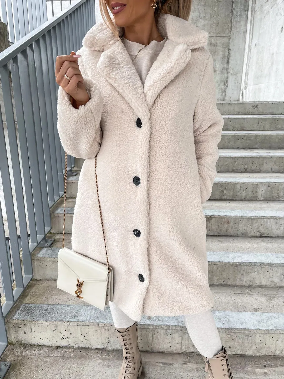 Turndown Collar Warm Oversize Outerwear Jacket Coat