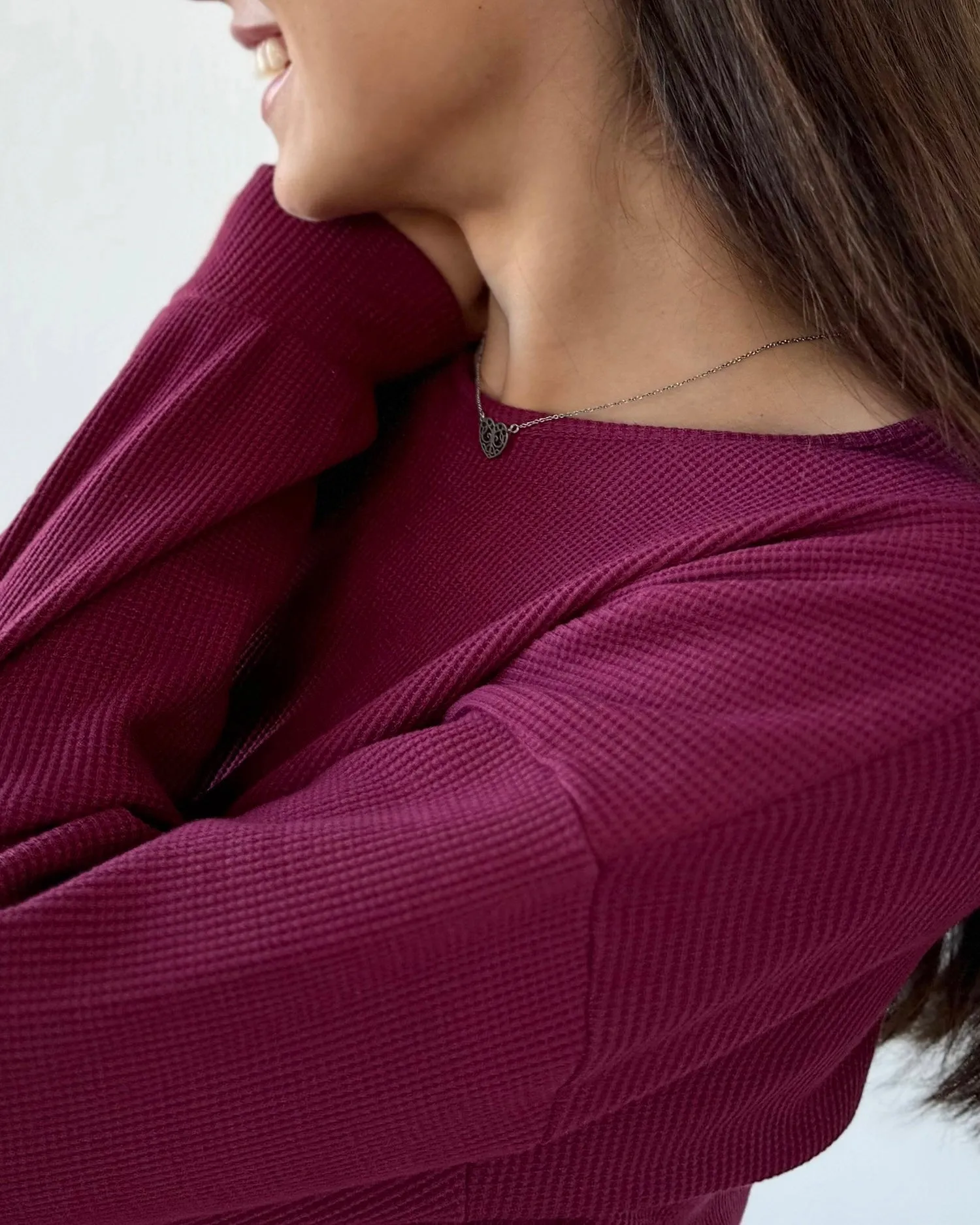 TUSCAN waffle knit dress in Raspberry