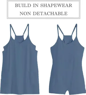 VAOYIU Womens Athletic Sleeveless Mini Dress Hot Shot Romper Dresses Spaghetti Strap Tennis Dress Built in Shorts